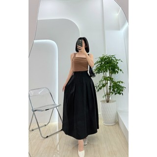 (Deal mở bán) Chân váy xếp ly dài xòe bồng bảng lưng cao che bụng Váy chữ A xếp ly kaki dài 92cm Lolalalo