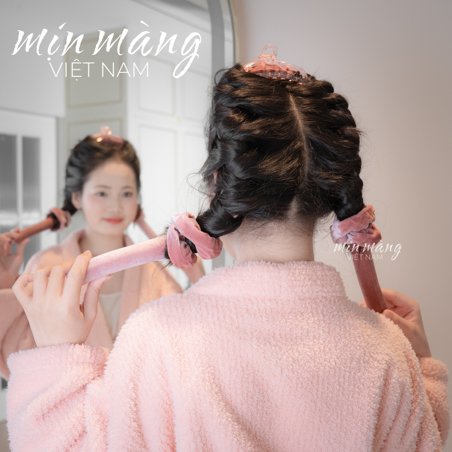 Thanh Uốn Quấn Tóc Xoăn Không Nhiệt Nhung Chính Hãng MỊN MÀNG VIỆT NAM Vải Lụa Lõi Bông Êm Ái
