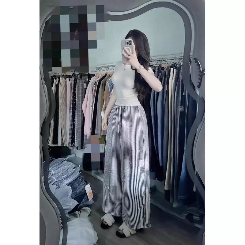 Sét bộ Áo nữ From babytee chất thun tăm co dãn Ôm Boddy mix Quần dài cạp chun sọc kẻ 100% cottoon mềm mịn,co dãn 4 chiều