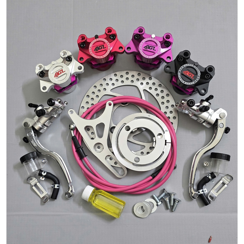 combo phanh đĩa sau heo cnc AGL kèm tay phanh agl bình dầu ròi hàng chuẩn chính hãng
