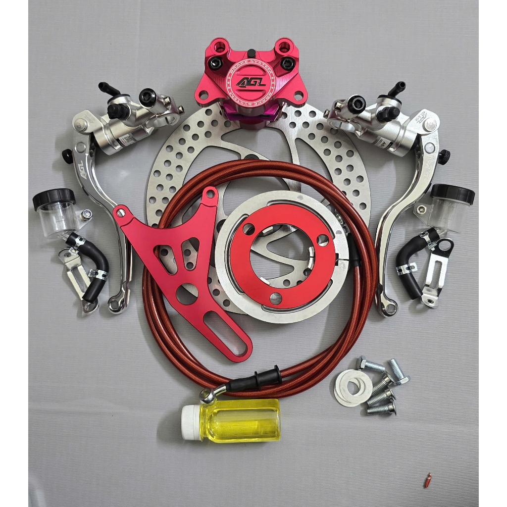 combo phanh đĩa sau heo cnc AGL kèm tay phanh agl bình dầu ròi hàng chuẩn chính hãng