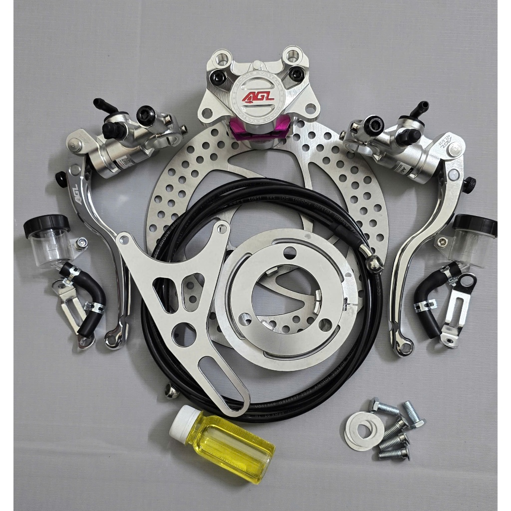 combo phanh đĩa sau heo cnc AGL kèm tay phanh agl bình dầu ròi hàng chuẩn chính hãng