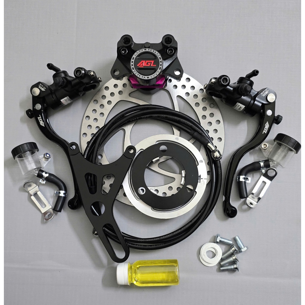 combo phanh đĩa sau heo cnc AGL kèm tay phanh agl bình dầu ròi hàng chuẩn chính hãng