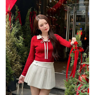 ÁO LEN VẶN THỪNG CỔ NƠ HELEN TOP ĐỎ TI NGOAN