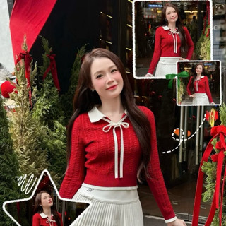 ÁO LEN VẶN THỪNG CỔ NƠ HELEN TOP ĐỎ TI NGOAN