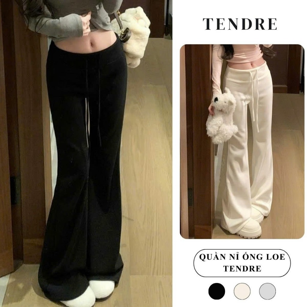 ( BST Thu Đông TENDRE ) Quần Nỉ Lưng Cao Ống Loe 3 Màu Basic Trẻ Trung Năng Động L19