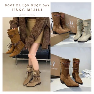 Boot da lộn buộc dây Minmin brand MIJILI cao cấp fullbox