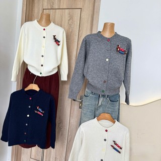 Áo Len Sweater Nữ Tay Dài Phối Cúc Gài Nhiều Màu Kèm Charm Cún Gài Áo Form Dáng Rộng Hàng Quảng Châu.