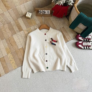 Áo Len Sweater Nữ Tay Dài Phối Cúc Gài Nhiều Màu Kèm Charm Cún Gài Áo Form Dáng Rộng Hàng Quảng Châu.