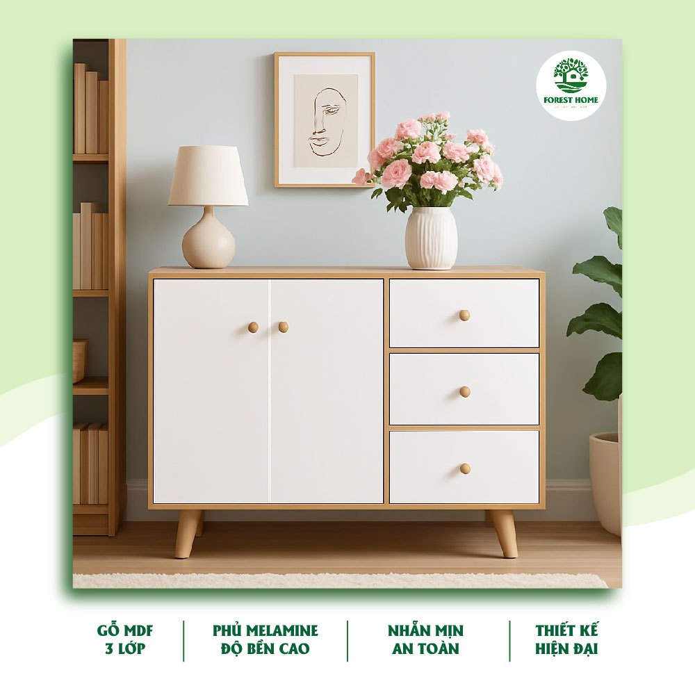 Tủ giày 5 cánh đa năng FOREST HOME ,kệ giày dép nhiều ngăn chất liệu gỗ MDF bền đẹp kích thước 100x75x30cm