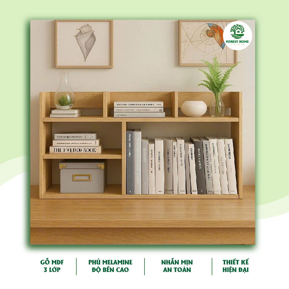 Giá sách để bàn nhiều tầng FOREST HOME, Kệ hồ sơ, giá để tài liệu văn phòng, gỗ mdf nhập khẩu cao cấp bền đẹp