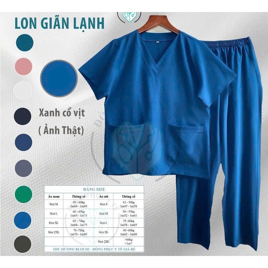 Bộ quần áo spa CO GIÃN cổ tim nam nữ - bộ scrubs cổ tim, hộ lý, y tá, thẩm mỹ viện, spa