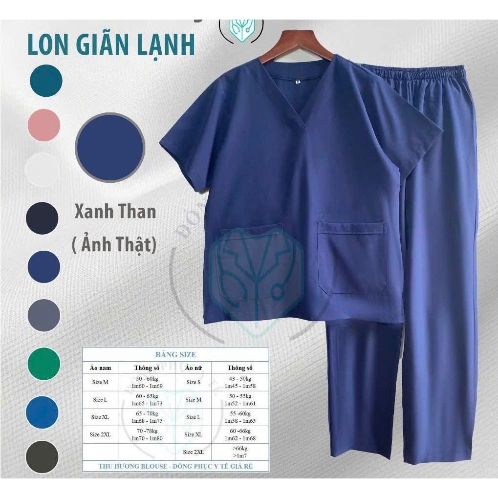Bộ quần áo spa CO GIÃN cổ tim nam nữ - bộ scrubs cổ tim, hộ lý, y tá, thẩm mỹ viện, spa