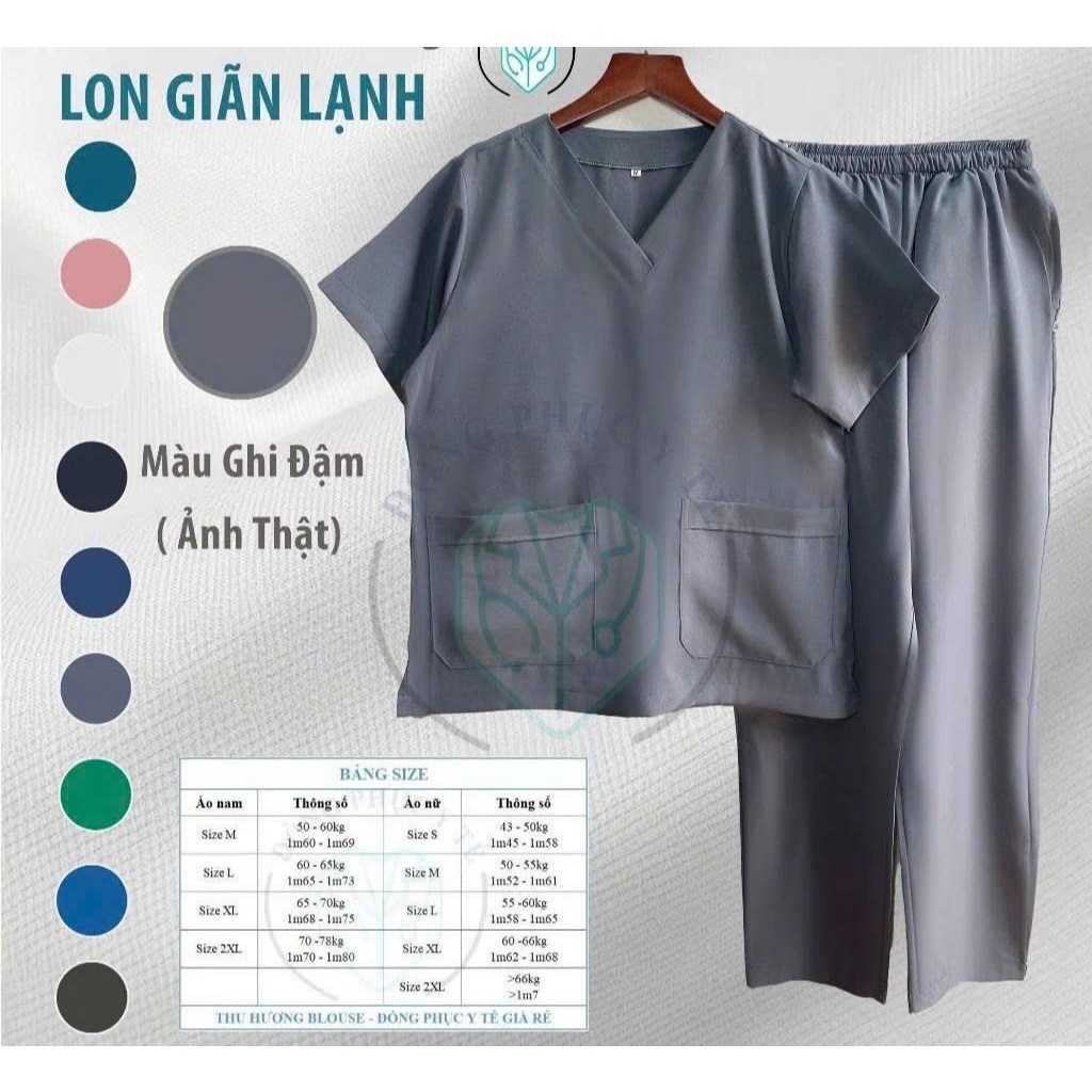 Bộ quần áo spa CO GIÃN cổ tim nam nữ - bộ scrubs cổ tim, hộ lý, y tá, thẩm mỹ viện, spa