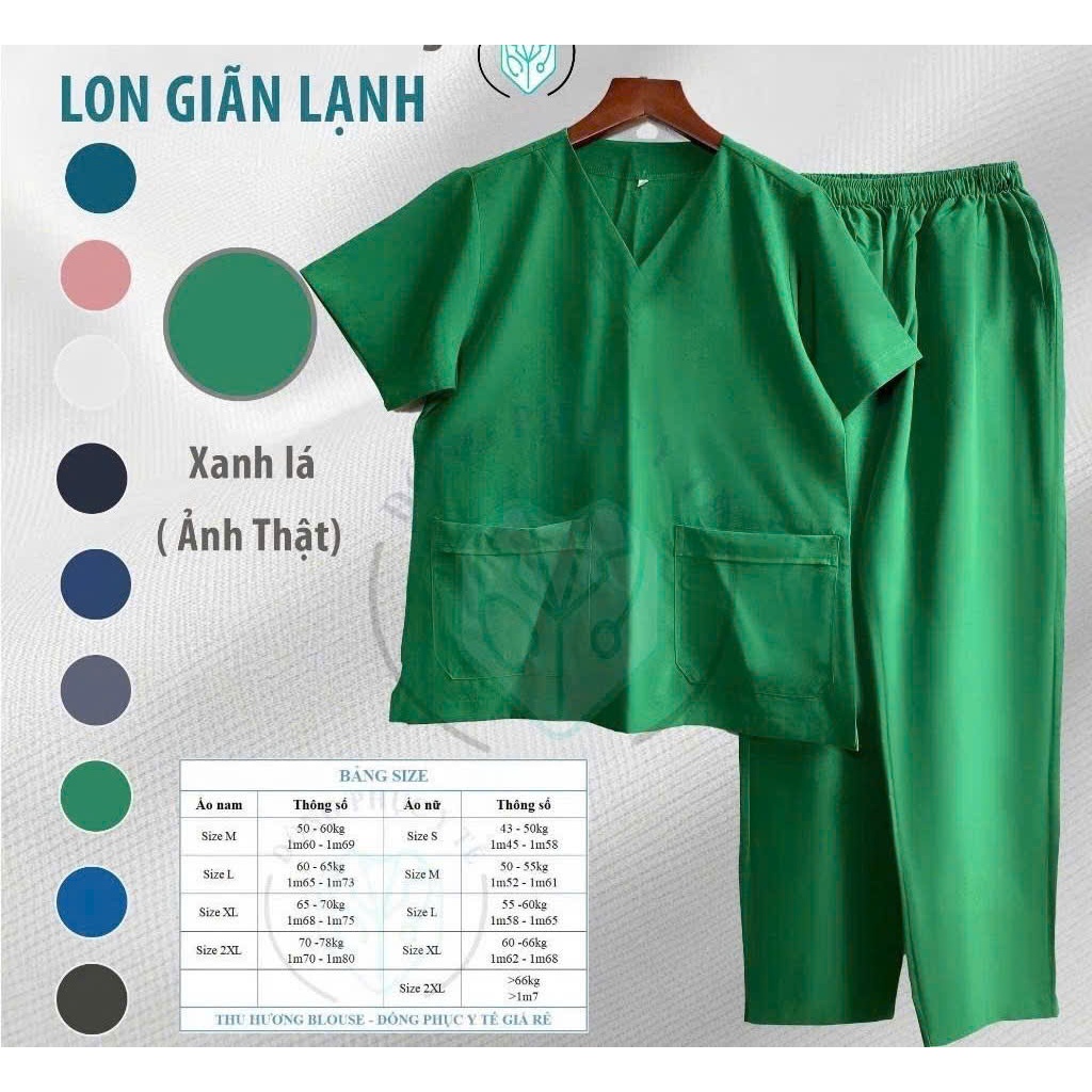 Bộ quần áo spa CO GIÃN cổ tim nam nữ - bộ scrubs cổ tim, hộ lý, y tá, thẩm mỹ viện, spa