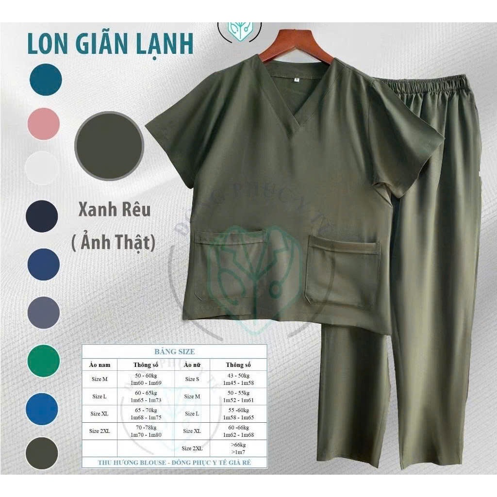 Bộ quần áo spa CO GIÃN cổ tim nam nữ - bộ scrubs cổ tim, hộ lý, y tá, thẩm mỹ viện, spa