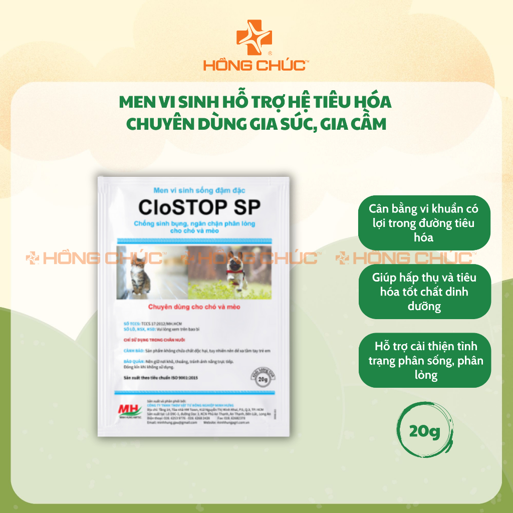 Men vi sinh sống đậm đặc CloSTOP SP 20g dành cho chó mèo chống sình ...