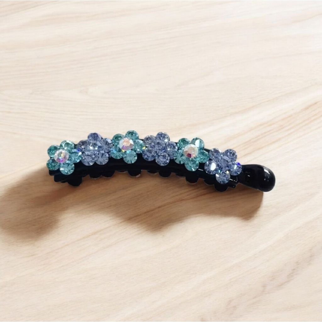Kẹp Dọc Hoa Mai Đính Đá Pha Lê Bản Da Xinh Xắn Size 8CM , 10 CM