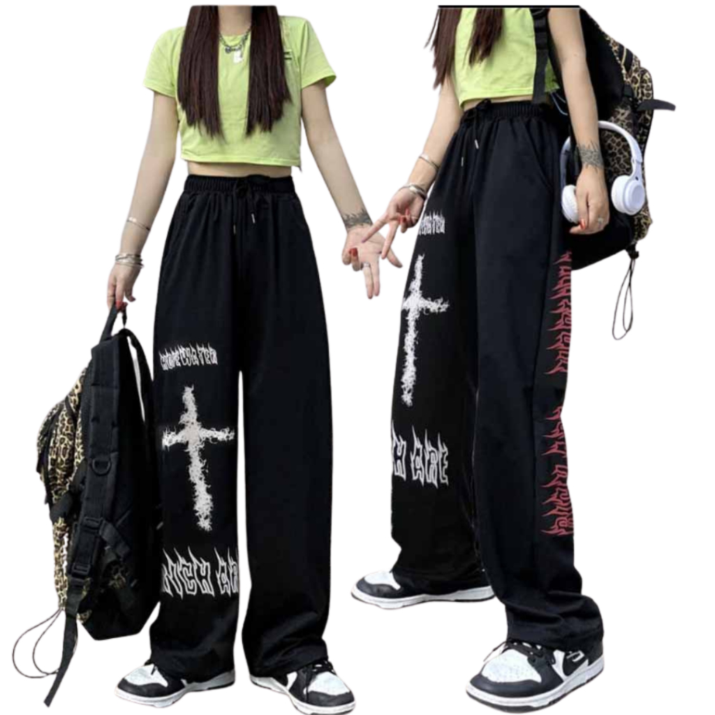 Quần dài ống rộng thánh giá nam nữ thể thao chất nỉ, Jogger unisex dài phong cách trẻ trung k1