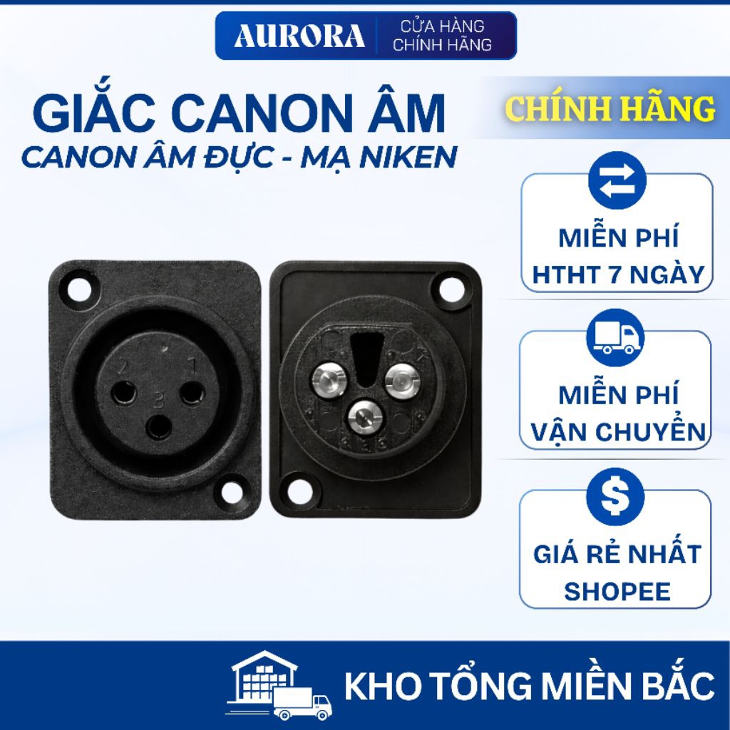 Jack canon âm đực 3 chân gắn panel cho loa, micro, mixer