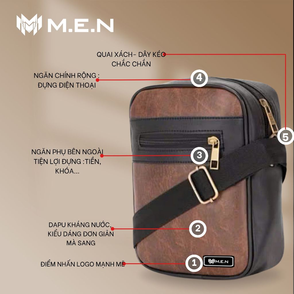 Túi đeo chéo unisex Cacix M.E.N 20CM [CHÍNH HÃNG]