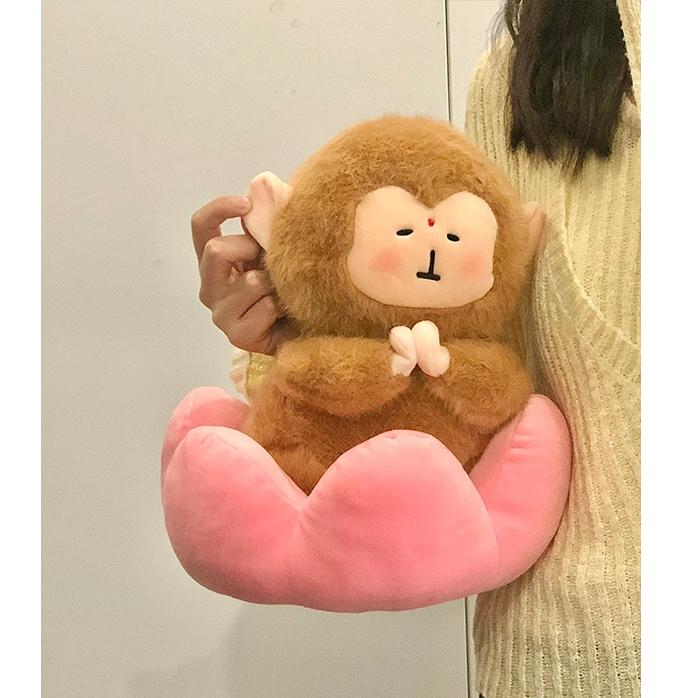 Gấu Bông Khỉ Ngồi Đài Sen, Gấu Bông Tịnh Tâm Chữa Lành Quà Tặng Quà Tặng Mang Lại Sự Bình Yên Cho Người Thân, Bố,Mẹ
