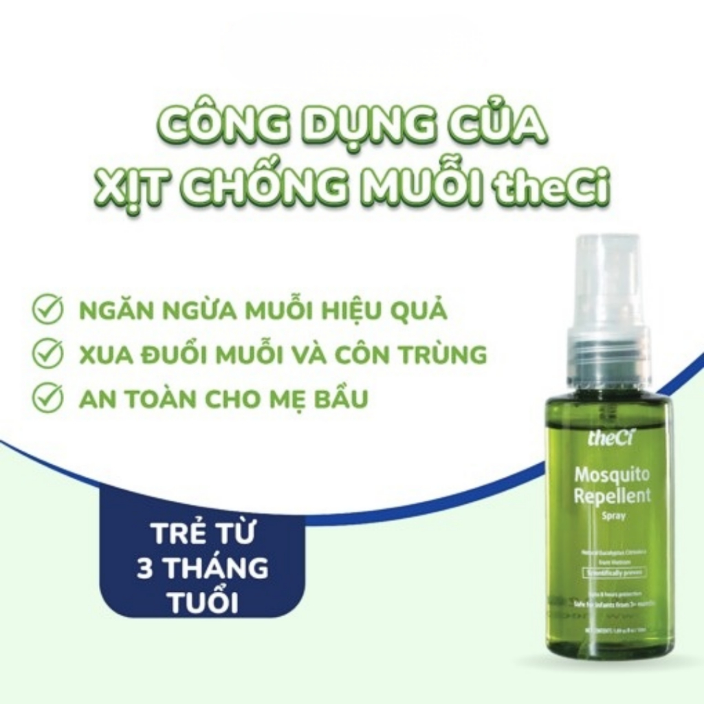 Xịt chống muỗi THECI 50ml / Thanh lăn bôi muỗi Theci 8ml giảm ngứa , giảm sưng an toàn cho Bé