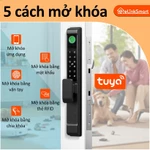 Khóa cửa vân tay thông minh cho cửa kính trượt mỏng Chốt chống thấm nước, khóa âm tường tiện lợi có móc, mở khóa — ảnh 1