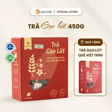 [KOL] Mua 1 hộp Trà gạo lứt Quê Việt 450g (30 túi x 15g) - Tặng 1 trà gạo lứt Quê Việt 150g (10 túi x 15g)
