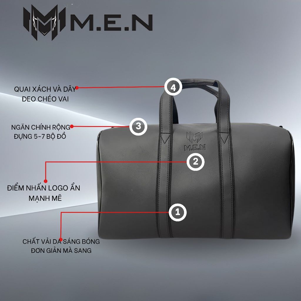 Túi trống 42cm MEN BUTICA đen nâu [NEW]
