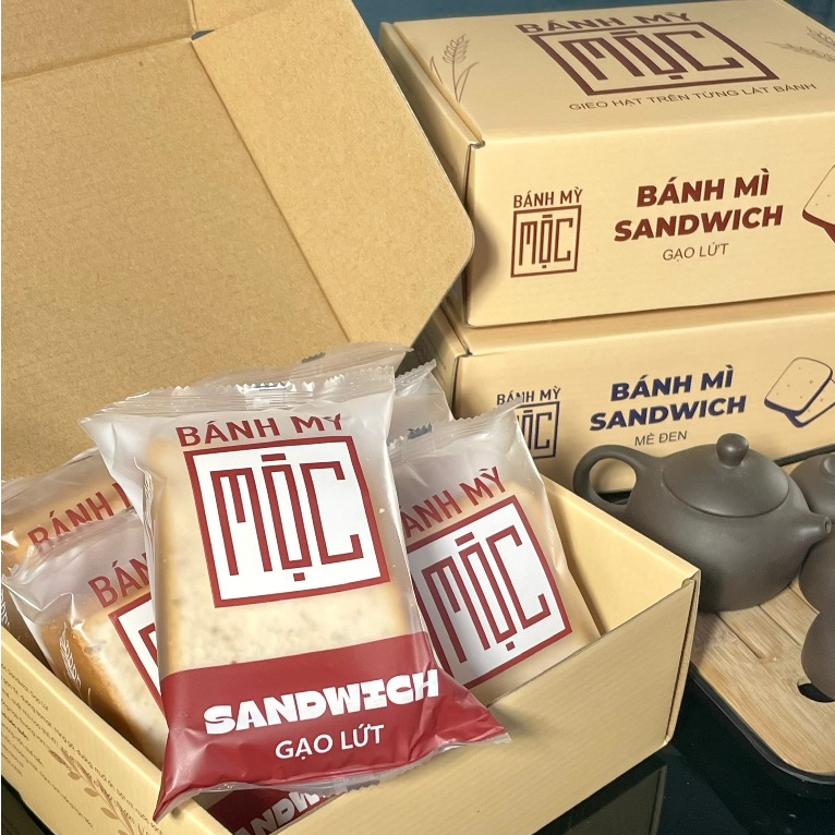 Bánh mỳ mộc sandwich gạo lứt, mè đen ăn kiêng cho người tiểu đường ANKIE - gói 55g/ hộp 6 gói