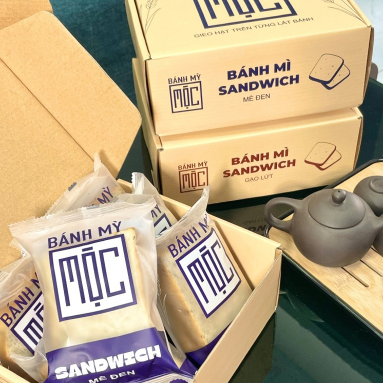 Bánh mỳ mộc sandwich gạo lứt, mè đen ăn kiêng cho người tiểu đường ANKIE - gói 55g/ hộp 6 gói