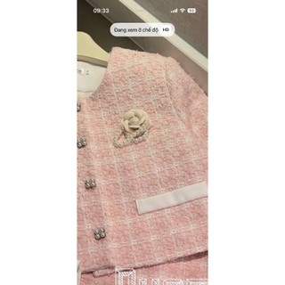 MIMI CLOTHING - bộ áo phối màu kẻ caro hồng phấn và trắng nhẹ nhàng