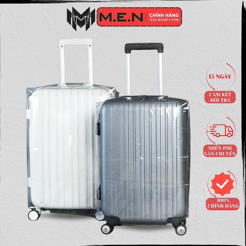 Áo Trùm Vali nhựa trong 20-28inch trơn M.E.N viền đen chống nước {FREESHIP}