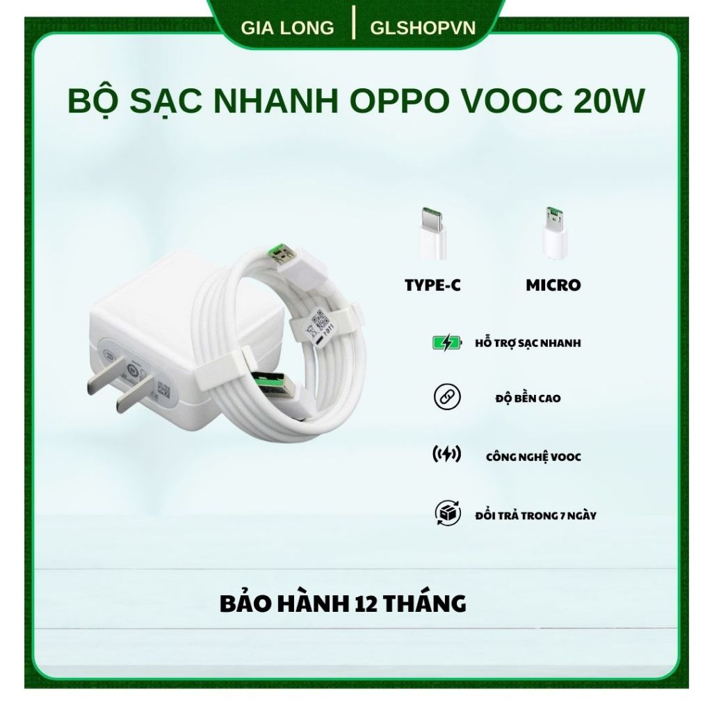 Bộ Sạc Nhanh OPPO 20W VOOC R15 / R17 USB - Micro / Type C / BH 1 Đổi 1 ...