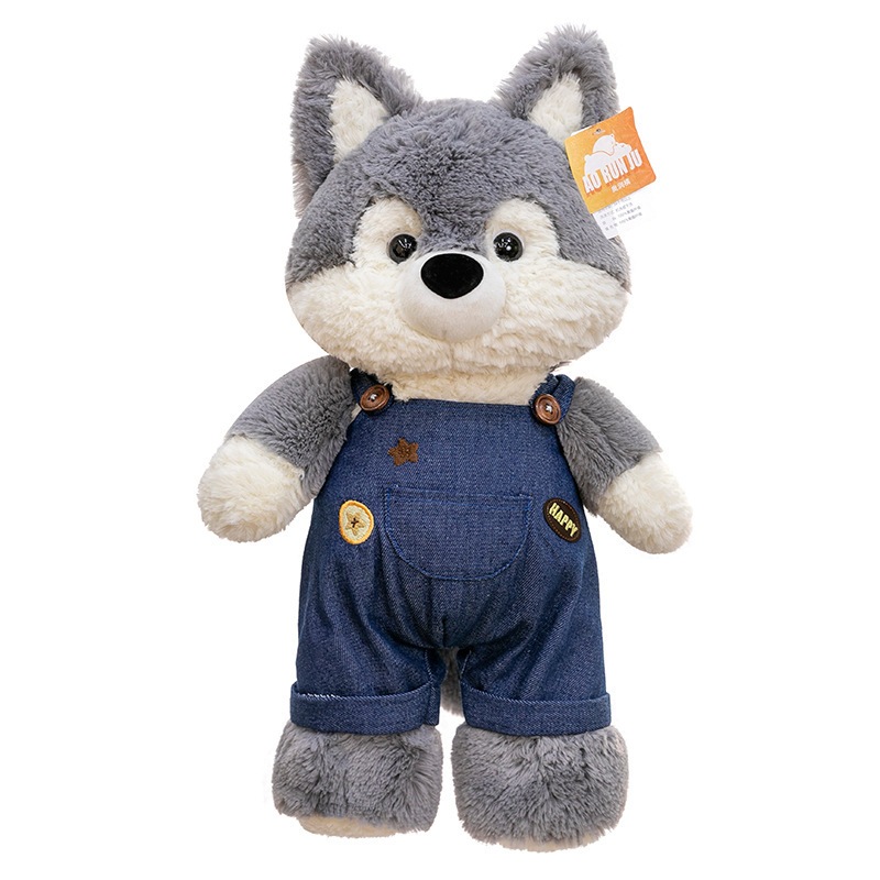 Gấu Bông Chạy Bộ Chó/Cún/Husky Mặc Áo Yếm Dễ Thương, Thú Nhồi Bông Chó/Cún Lông Mềm Mại Làm Quà Tặng Cho Bé,Bạn Gái