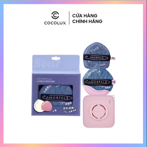 Set Bông Mút Amortals Twin Star Powder Puff Set (2 Bông Mút + Hộp Đựng)