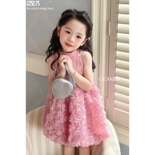 [B&G] Đầm váy công chúa hồng cổ yếm kimsa hoa hồng cho bé gái đi tiệc, đi chơi