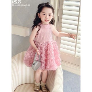 [B&G] Đầm váy công chúa hồng cổ yếm kimsa hoa hồng cho bé gái đi tiệc, đi chơi