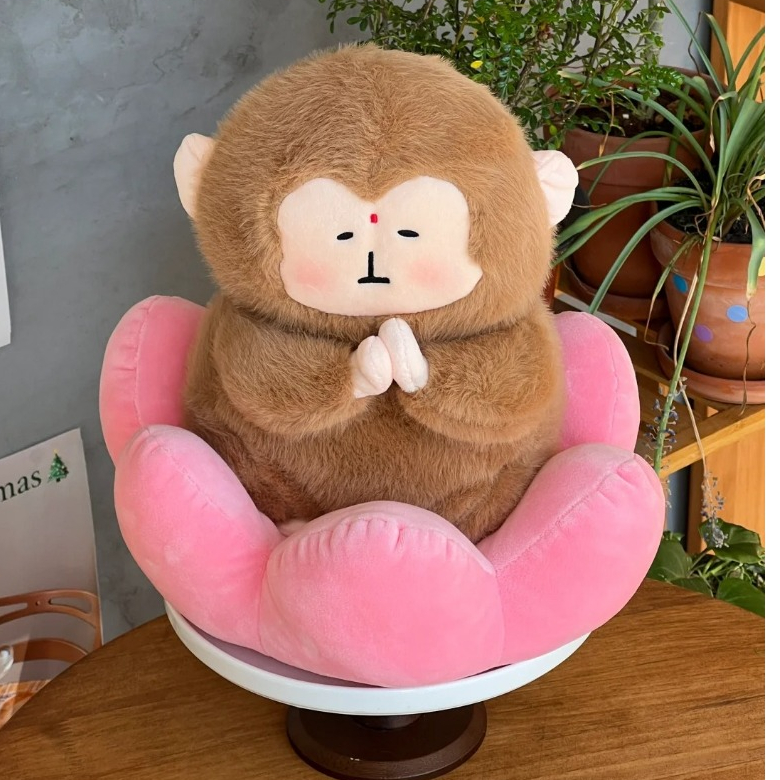 Gấu Bông Khỉ Tịnh Tâm Ngồi Đài Sen Thanh Tịnh, Thú Nhồi Bông Chữa Lạnh Tịnh Tâm Quà Tặng Bình An Thanh Tịnh, Giảm Stress