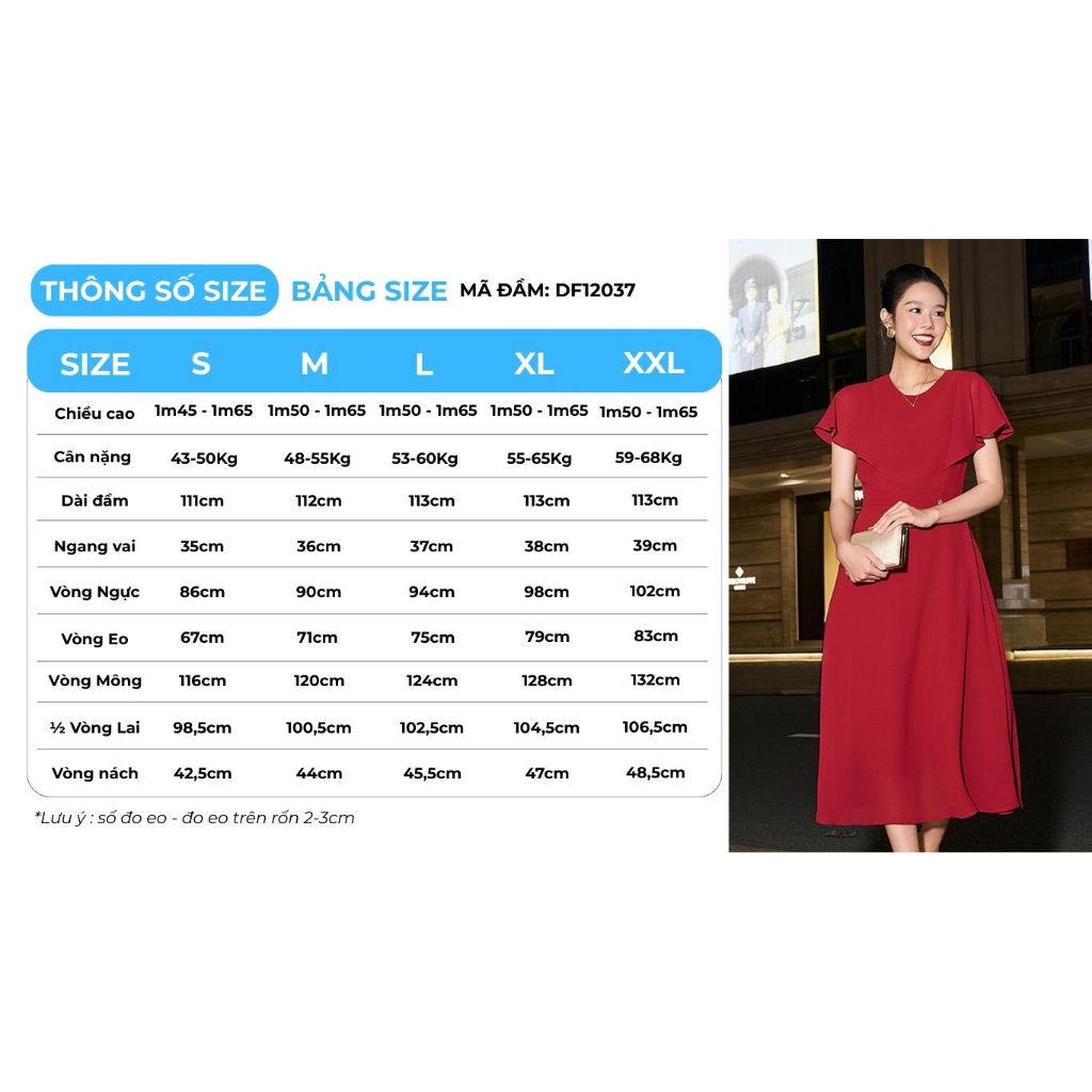Đầm GUMAC form A xòe kiểu tay cánh tiên đầm may hai lớp DF12037