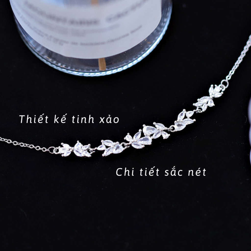 (HỢP KIM BẠC) Lắc tay nữ hoa tử đằng đính đá cao cấp, vòng tay nữ hợp kim sang trọng IMOON