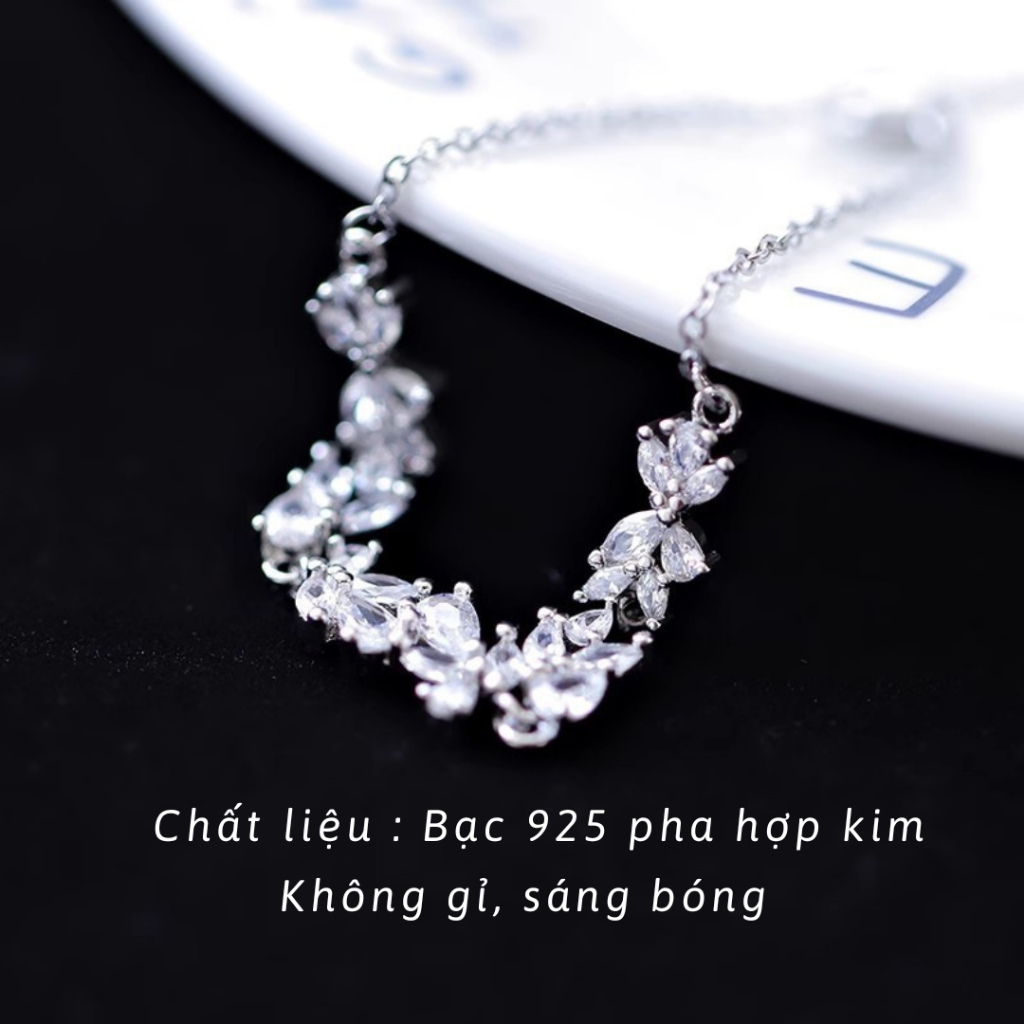 (HỢP KIM BẠC) Lắc tay nữ hoa tử đằng đính đá cao cấp, vòng tay nữ hợp kim sang trọng IMOON