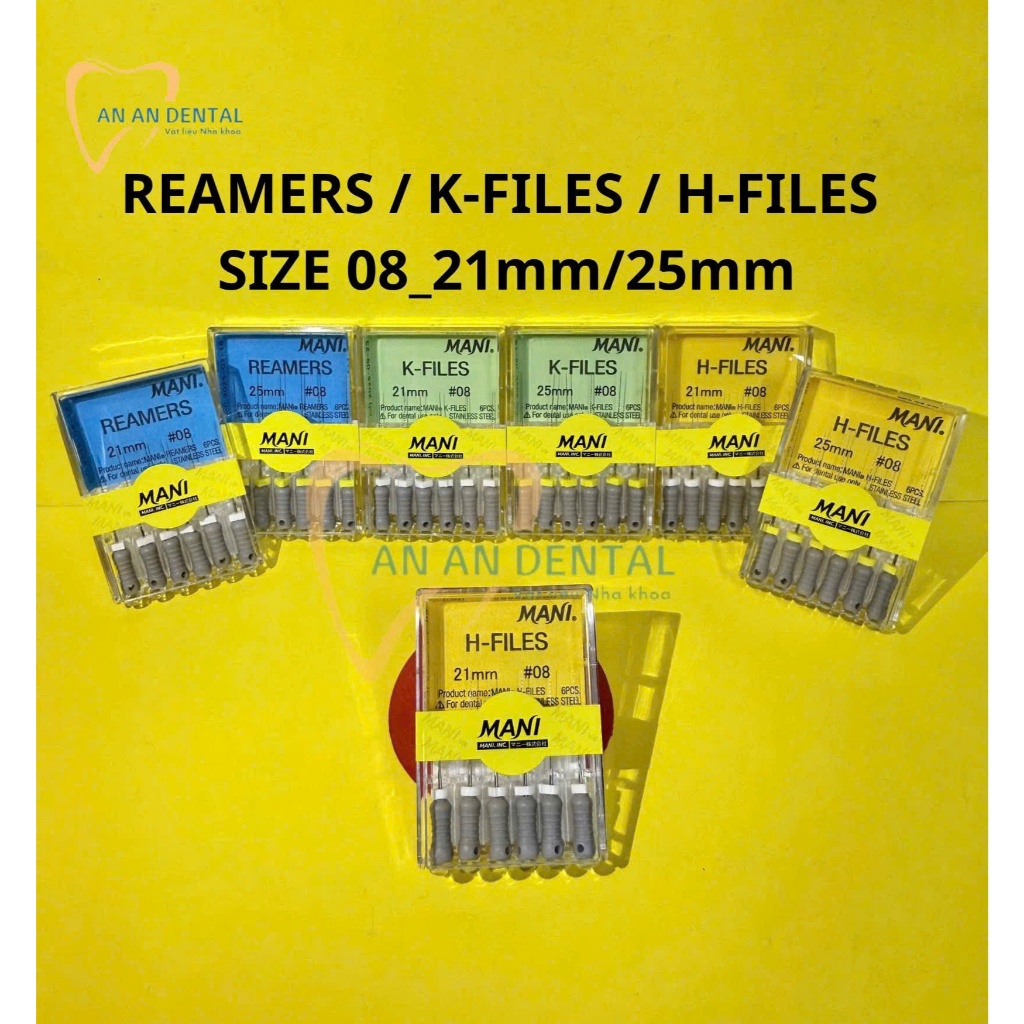 Trâm nội nha MANI Reamers K-File H-File (Nong dũa) – Size 08, 21mm/25mm ...