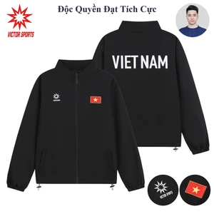 Áo khoác gió thể thao VIỆT NAM 2 lớp cổ cao - Áo khoác gió thể thao phù hợp mặc bốn mùa quanh năm-GIÓ CỔ CAO