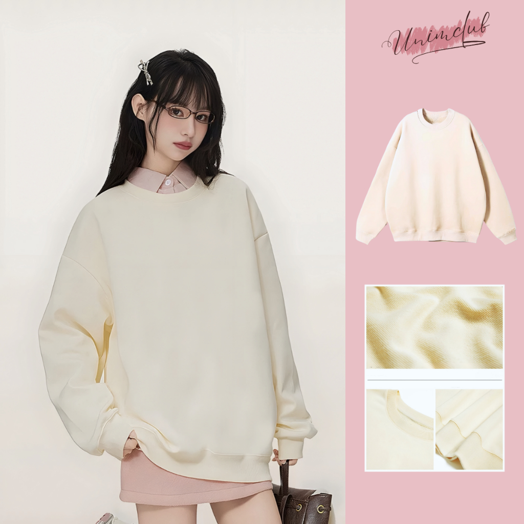 Áo Sweater Nỉ Chân Cua Cotton Trơn Form Rộng Unisex Unim Club Không Xù Bai Nhão