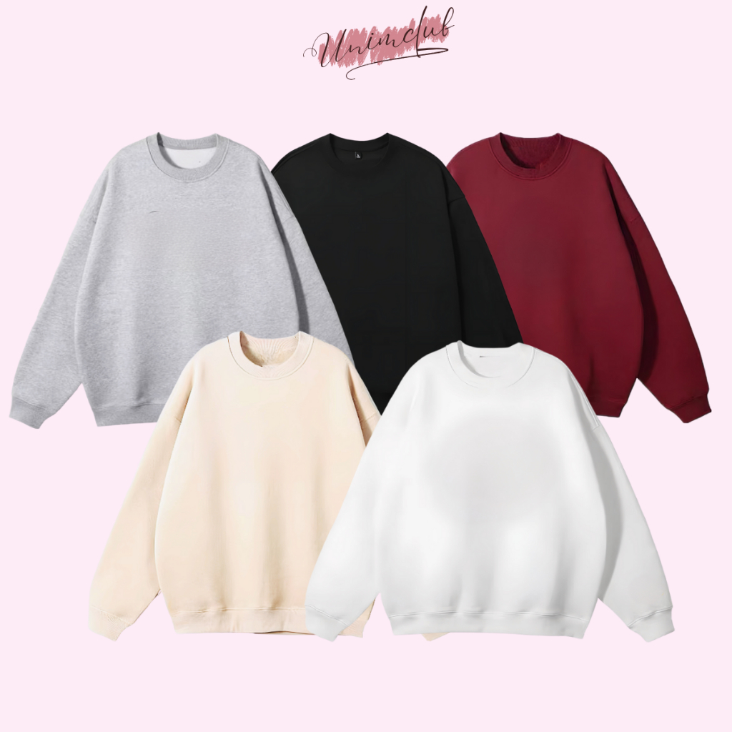 Áo Sweater Nỉ Chân Cua Cotton Trơn Form Rộng Unisex Unim Club Không Xù Bai Nhão