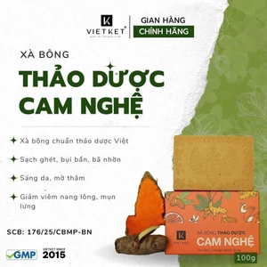 Xà Bông Thảo Dược VIETKET Cam Nghệ 100g – Sạch Da, Giảm Mụn, Sáng Da Tự Nhiên