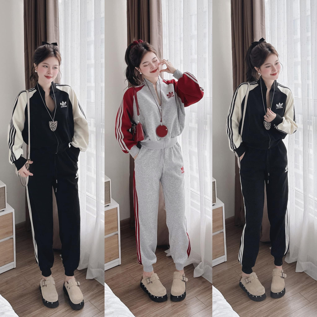 Set đồ nữ, đồ bộ nữ DONNA HCOM3672 chất nỉ bông phối 2 màu quần suông bo gấu trẻ trung