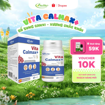 Viên uống canxi tảo biển Vita Calmax+ VitaLife – Bổ sung hấp thu canxi, xương chắc khỏe (60 viên)
